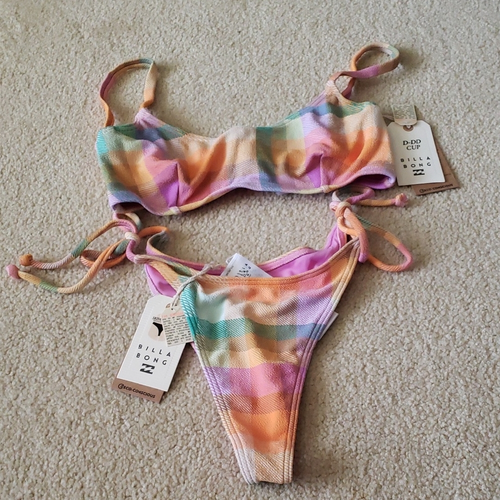 Billabong Pastel Plaid Bikini Set
